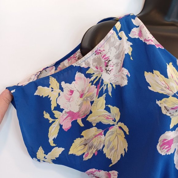 ASTR THE BRAND WMN'S Sz S Floral Cold Sholder V Neck Wrapped Lined Romper Summer - Picture 4 of 11